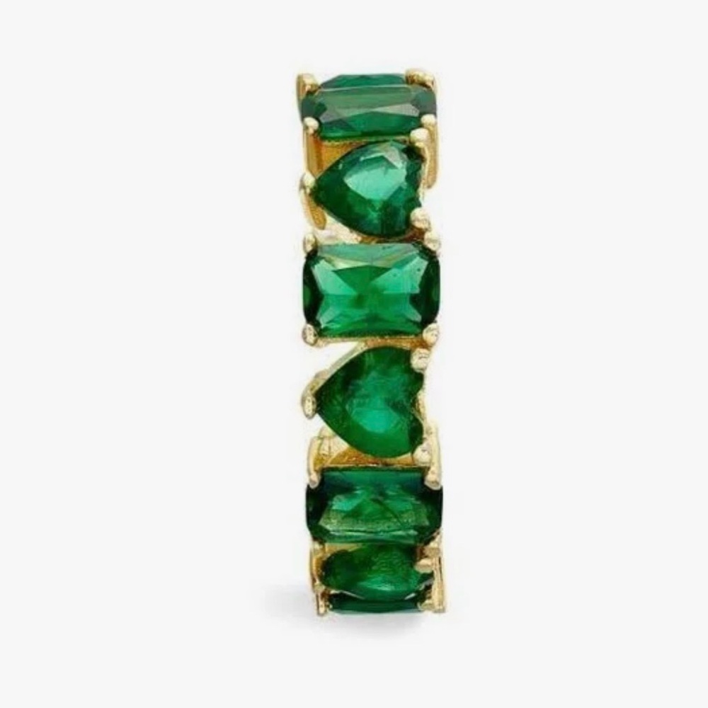 SHYMI Women's Heart & Emerald Green
Cubic Zirconia Eternity Ring - Picture 6 of 8